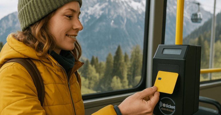 Touristin mit Chipkarte